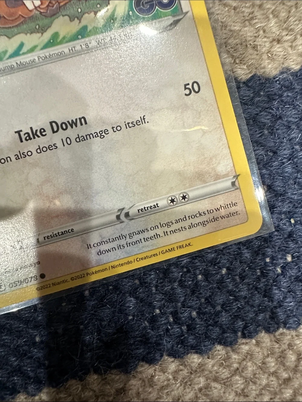 Pokemon Bidoof Card - Yellow Border, Brown Art